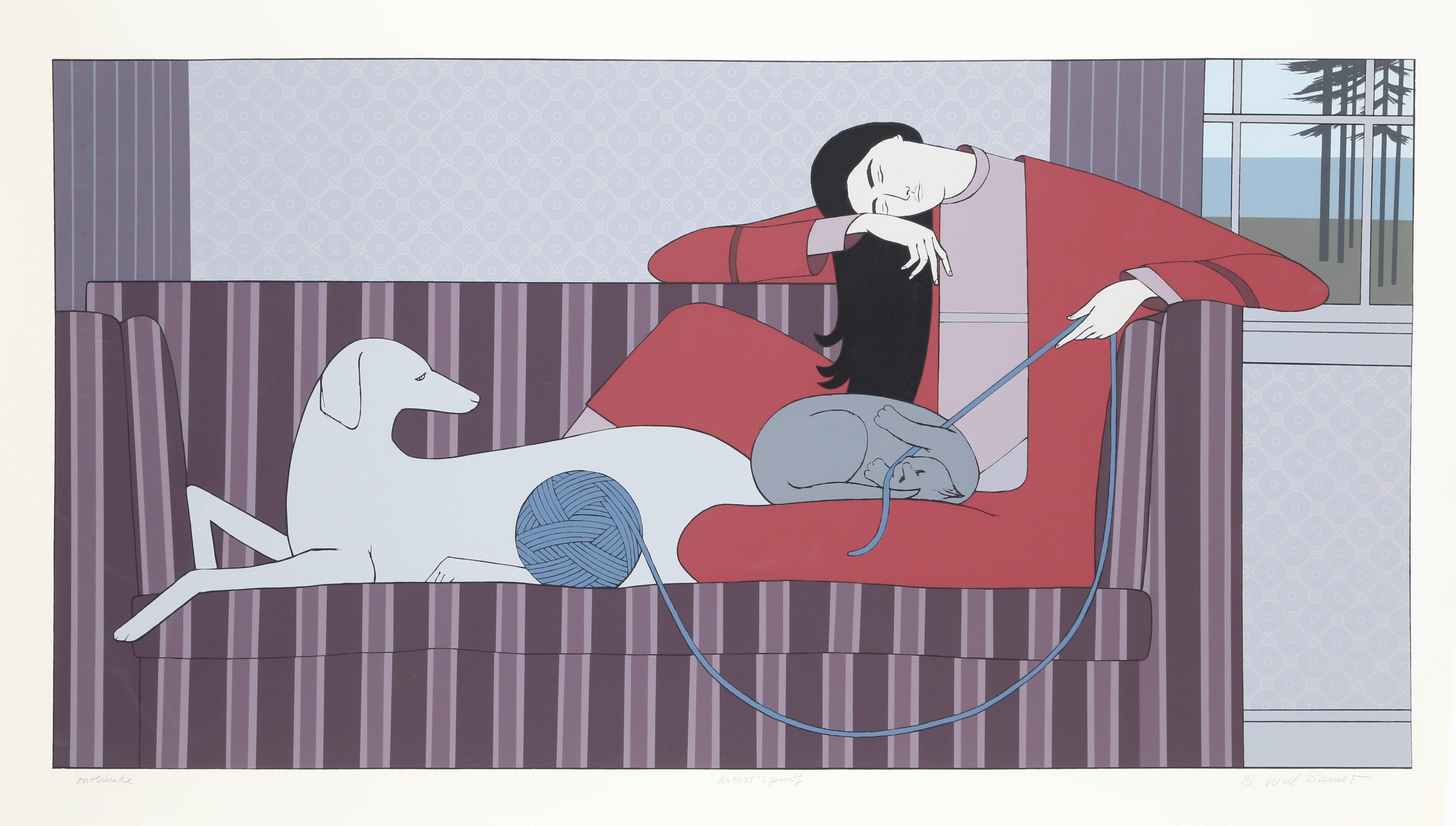 Uma serigrafia colorida de Will Barnet, intitulada 
