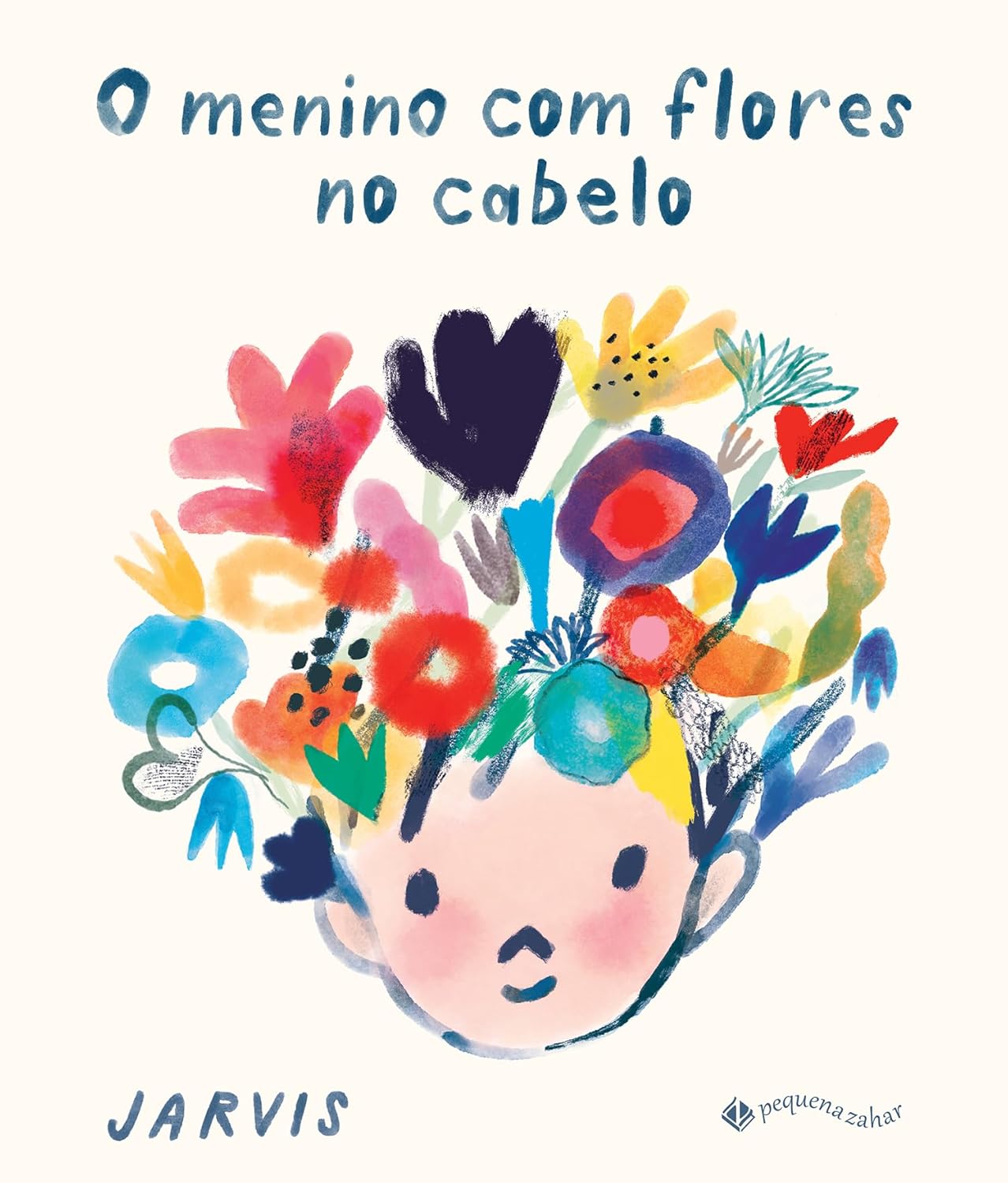 O menino com flores no cabelo